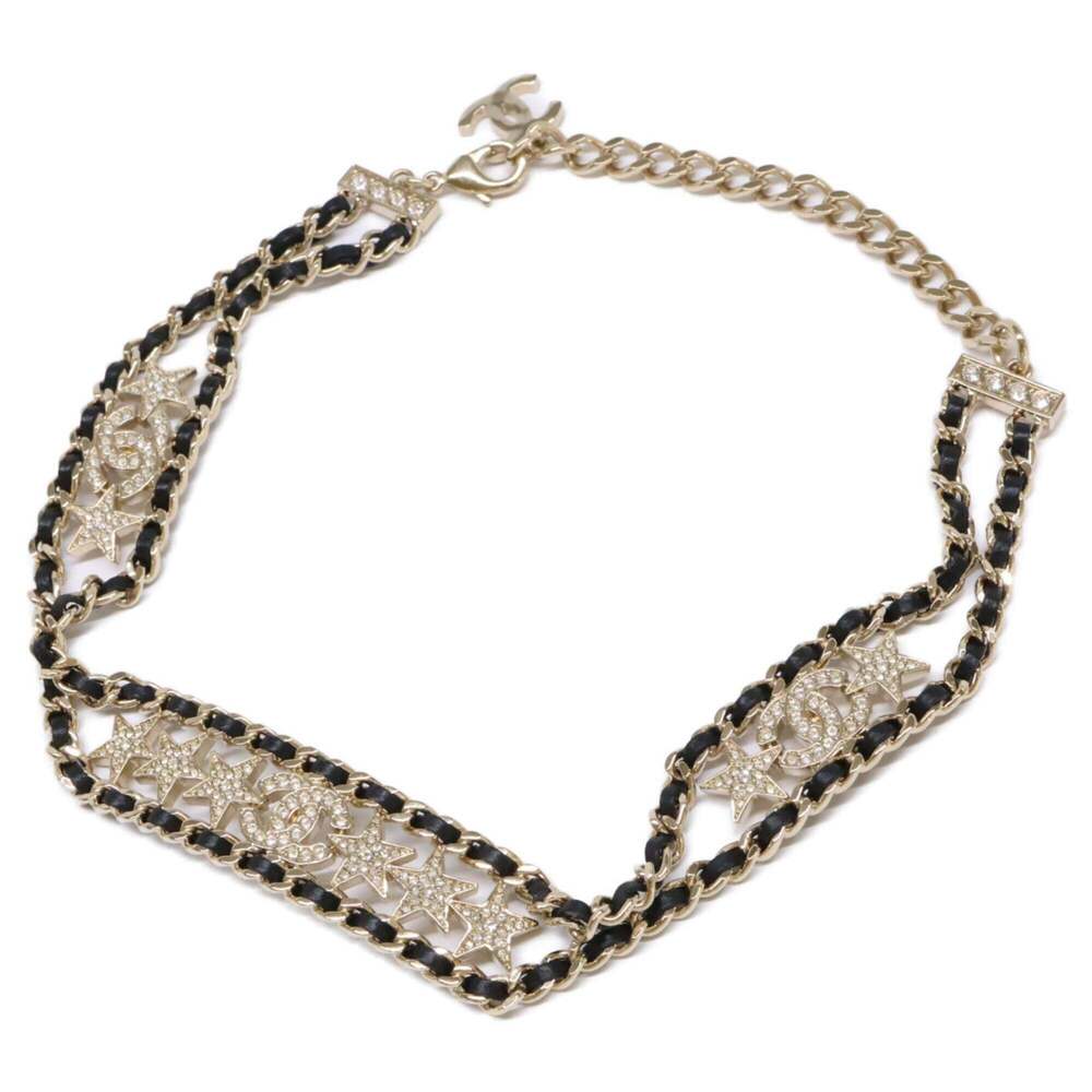 CHANEL B23C Coco Mark Rhinestone Choker - Gold Women's